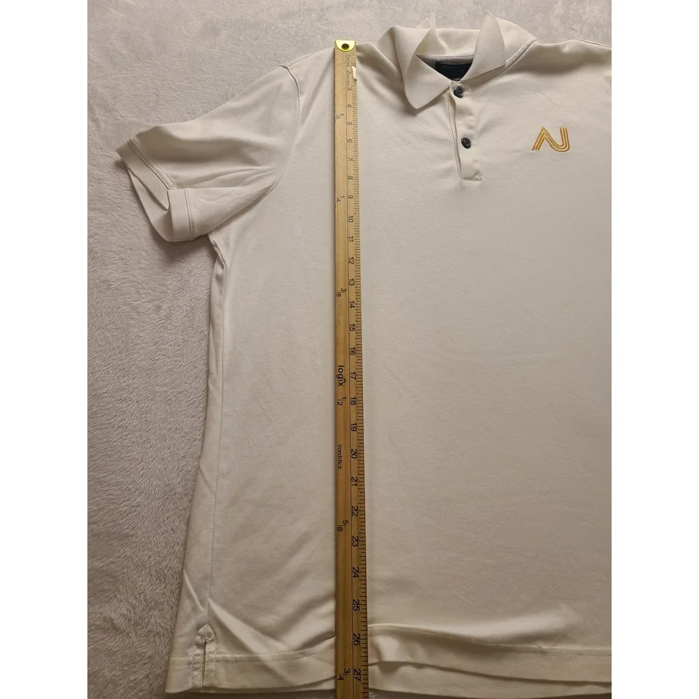 Banana Republic Luxury Touch Polo Shirt Men's XL White Standard Fit Gold N Logo